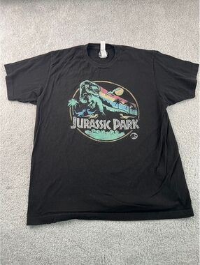 Jurassic Park Black Graphic T Shirt Men’s Large 100% Cotton Universal Studios